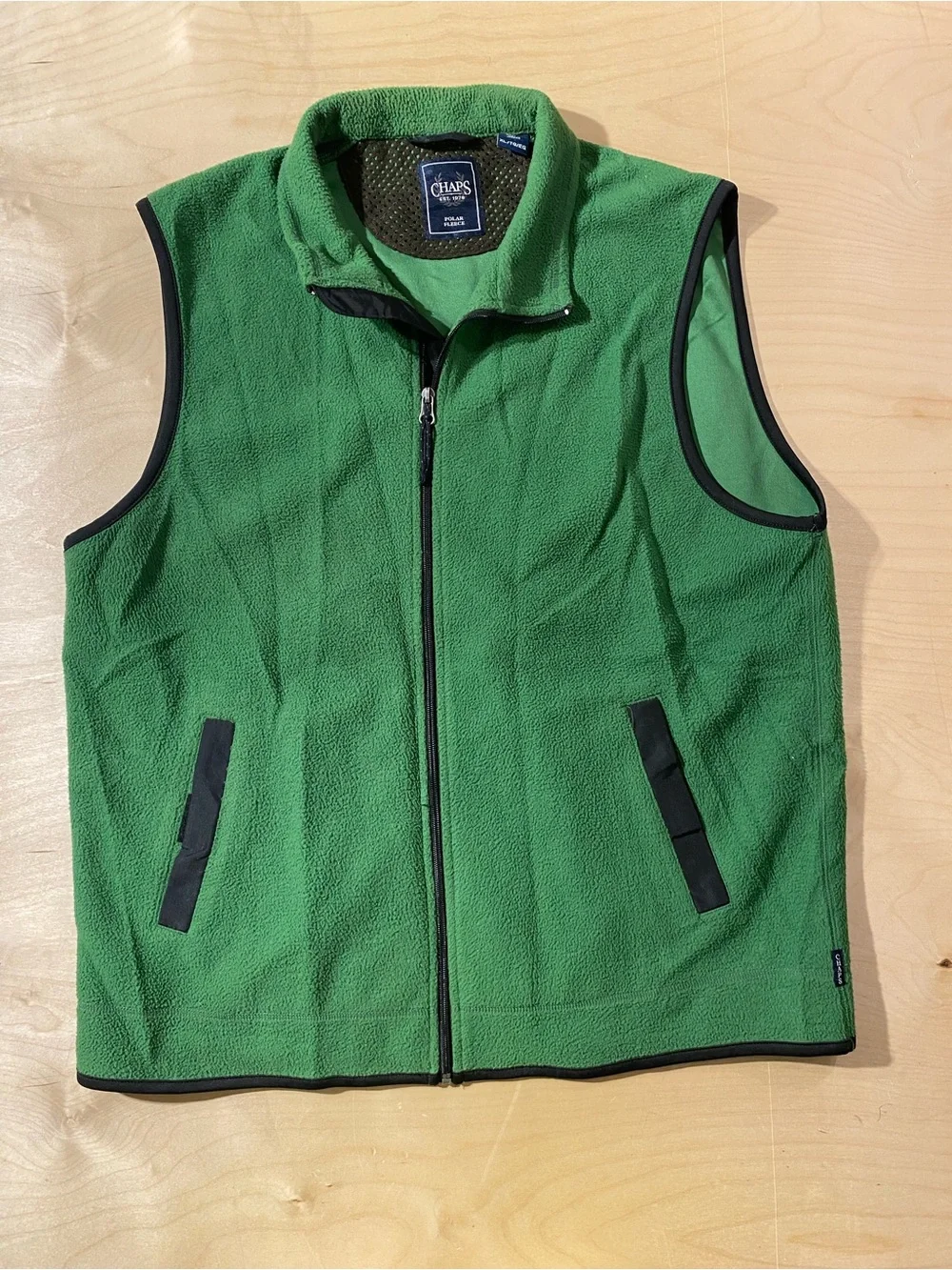 Chaps Men’s Green Polar Fleece Vest - Full-Zip Layering Piece XL (SX)